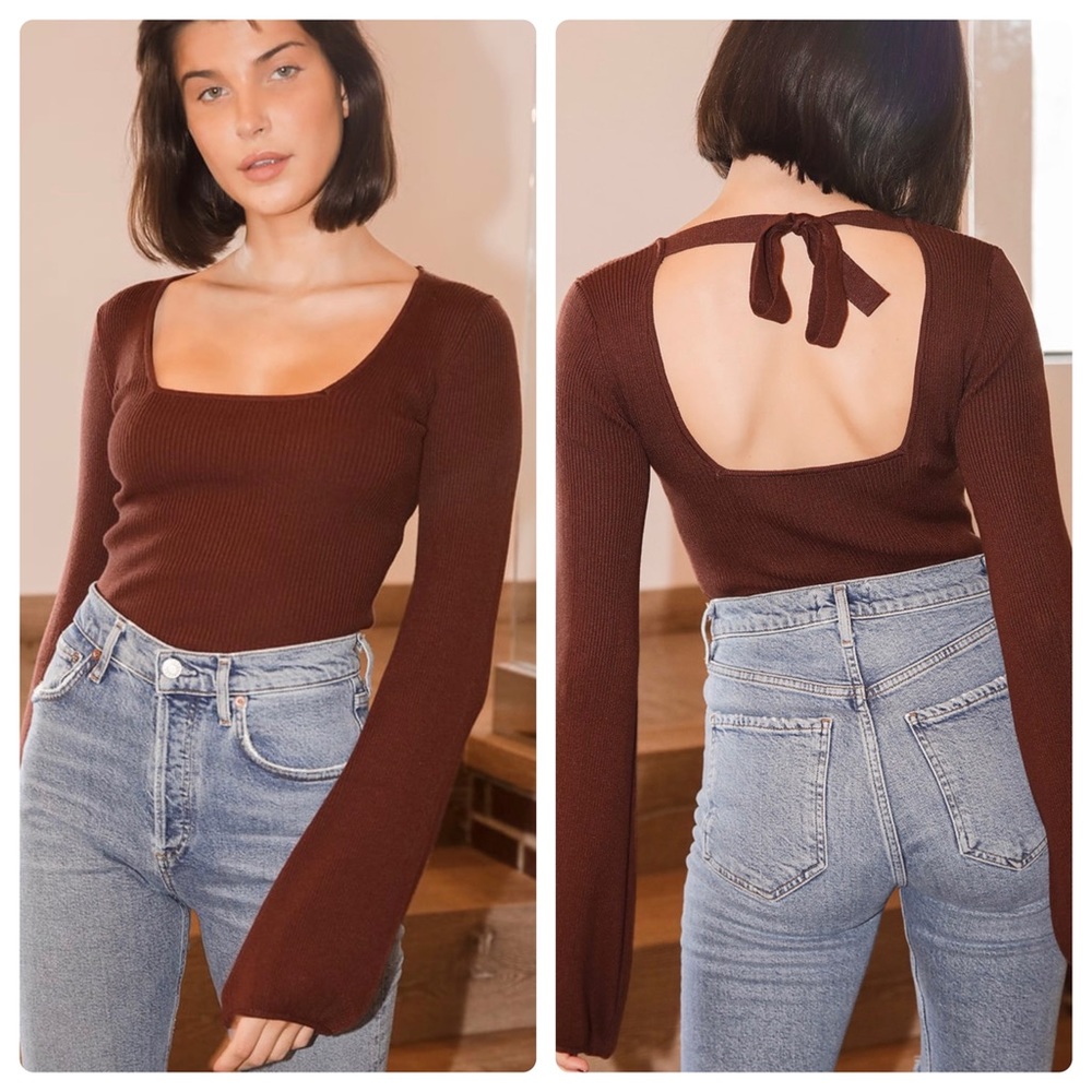 Lulus ribbed balloon sleeve sweater